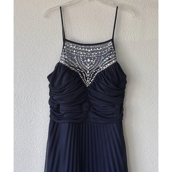 B. Darlin Formal Navy Blue Prom Dress Rhinestone Halter Evening Gown Size 18/19 - Picture 2 of 14